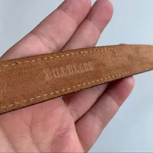 Bill Blass Leather Belt Brown Embossed Gold Hardware 37\